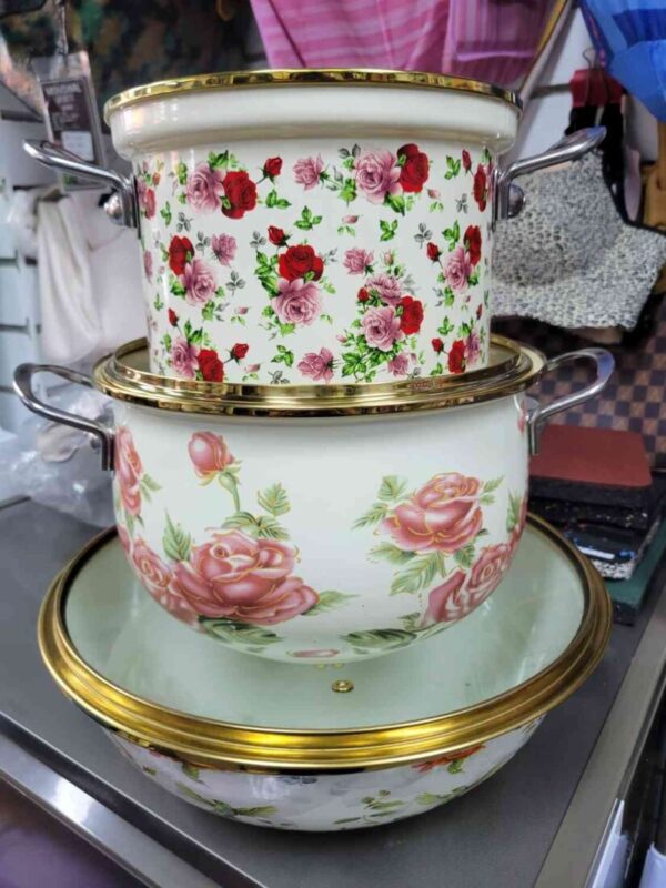 Enamel Cast Iron Ware Russian Cooking Pots – 3-Piece Set - Image 2
