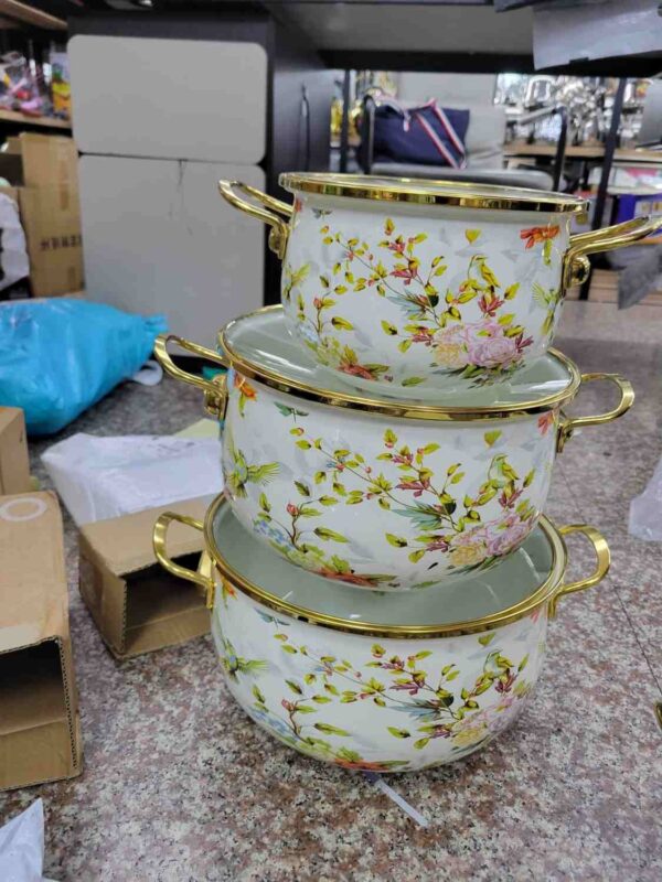 Enamel Cast Iron Ware Russian Cooking Pots – 3-Piece Set - Image 4