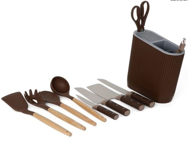 All-in-One 11-Piece Kitchen Knife & Utensil Set with Organizer - Image 5