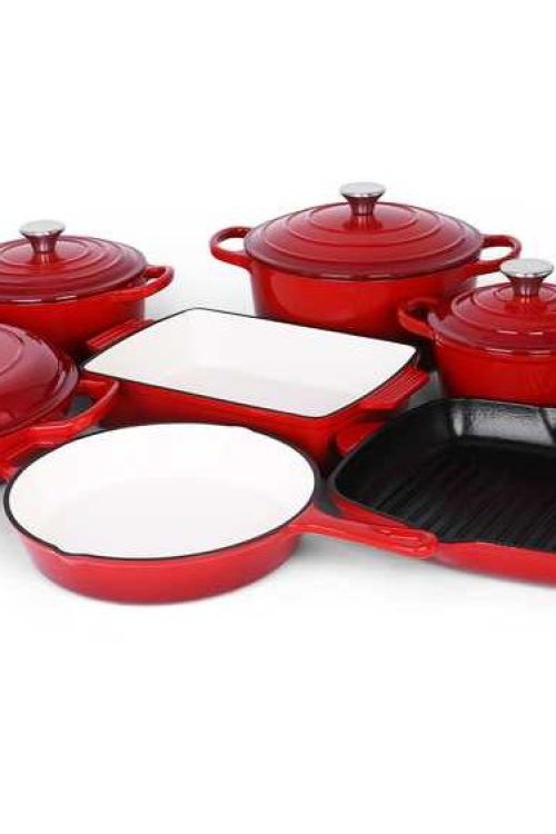 European Premium Quality Iron Cast Enamel Cookware Set – 11 Pieces