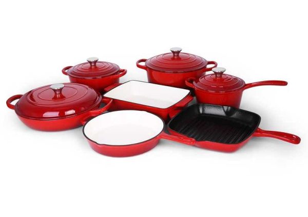 European Premium Quality Iron Cast Enamel Cookware Set - 11 Pieces