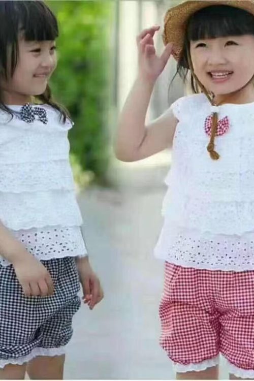 Girls’ Ruffled Top and Skirt Set