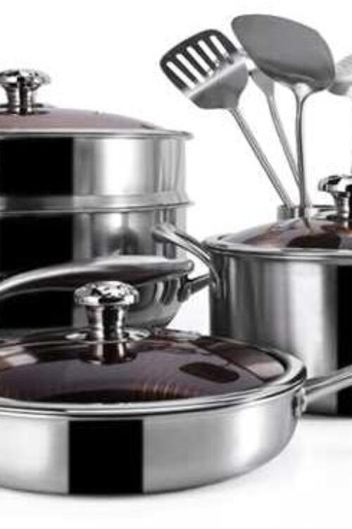 Premium 15-Piece Stainless Steel Cookware Set
