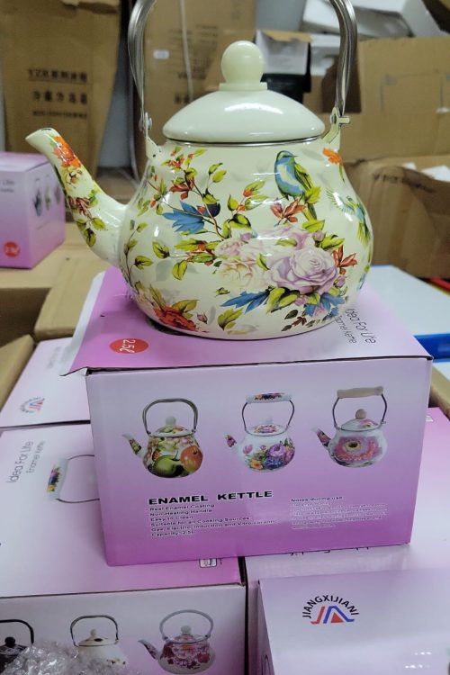 Elegant Russian Floral Enamel Teapot – 2.5L