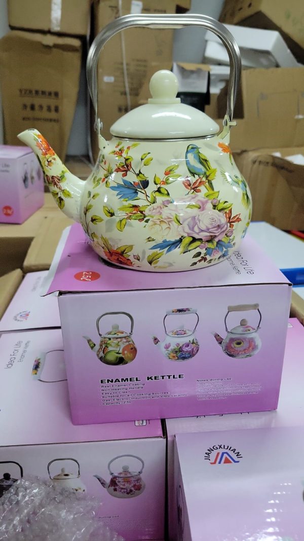 Elegant Russian Floral Enamel Teapot – 2.5L