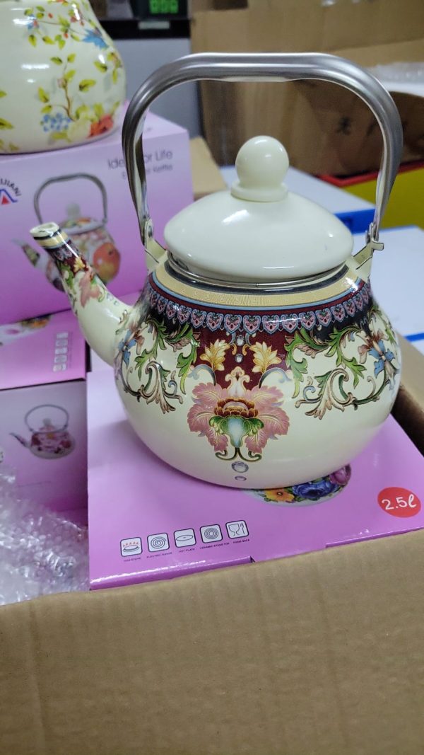 Elegant Russian Floral Enamel Teapot – 2.5L - Image 2