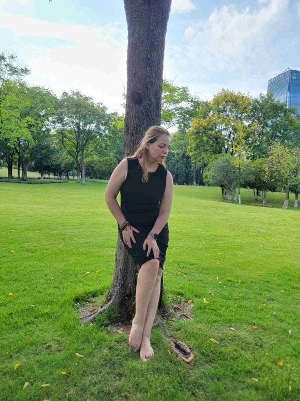 Ribbed Bodycon Dress with Adjustable Side Drawstring - Image 2
