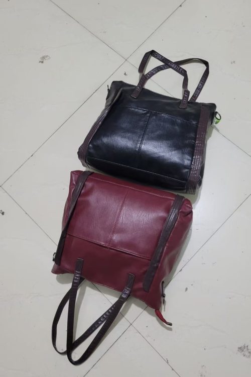 Vertical Stitch Professional Tote: Dual-Tone Faux Leather