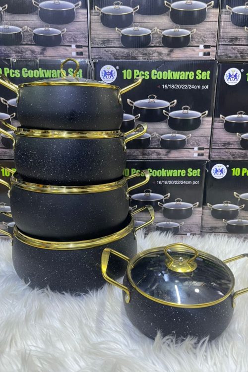 Chef-Grade 10-Piece Cookware: Non-Stick Pot Set (16cm–24cm)