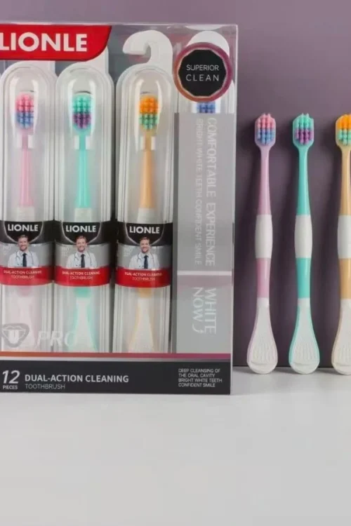 2-in-1 Soft Toothbrush with Tongue Cleaner — 12-Piece Pack — Hot Sale!
