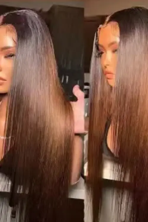 24-Inch Bone Straight 13×4 Lace Frontal Ombre Wig — Crisp Middle Part