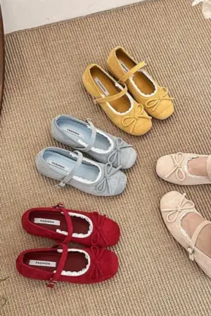Faux-Suede Mary Jane Flats - Grade A Size 36-42