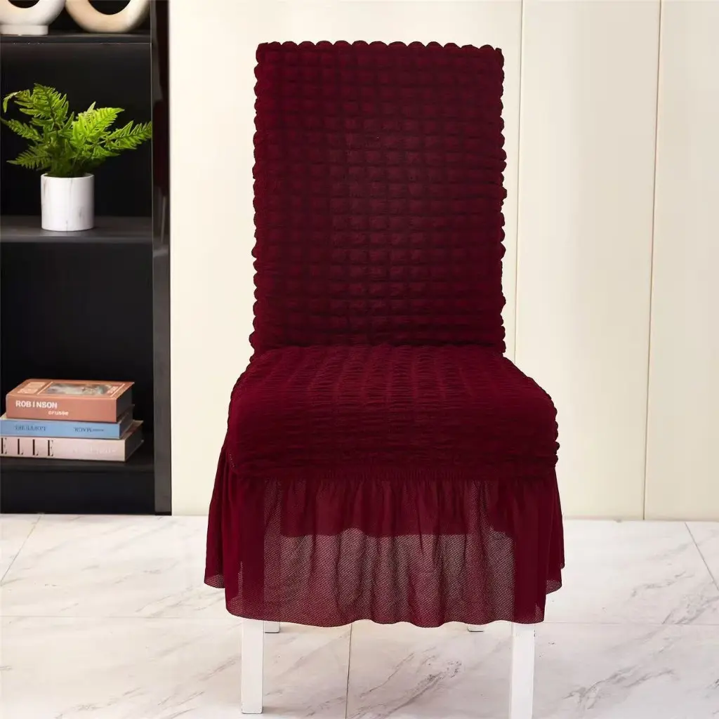 Dining Chair Seat Cover β Stretch Bubble Fabric with Ruffled Skirt - Image 2