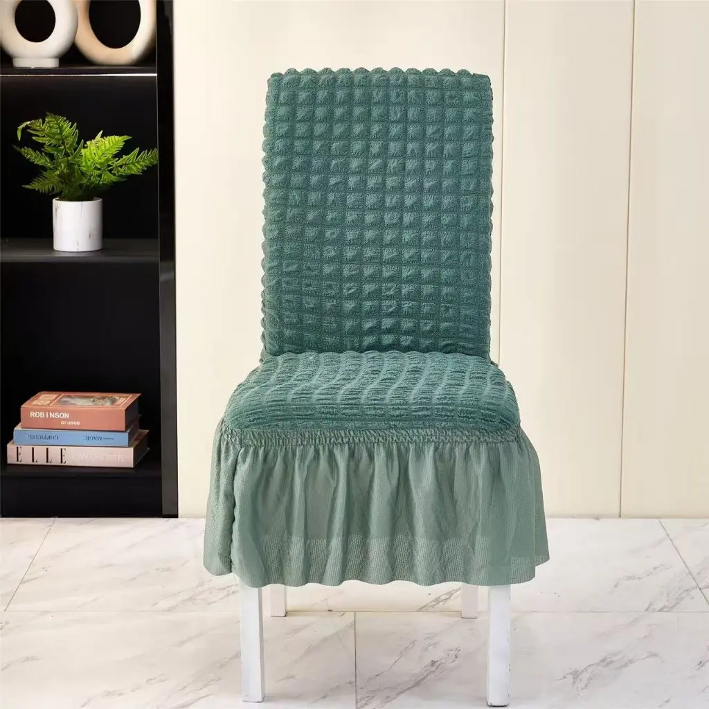 Dining Chair Seat Cover β Stretch Bubble Fabric with Ruffled Skirt - Image 5