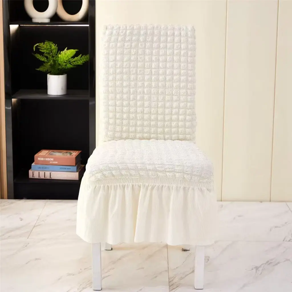 Dining Chair Seat Cover β Stretch Bubble Fabric with Ruffled Skirt - Image 6