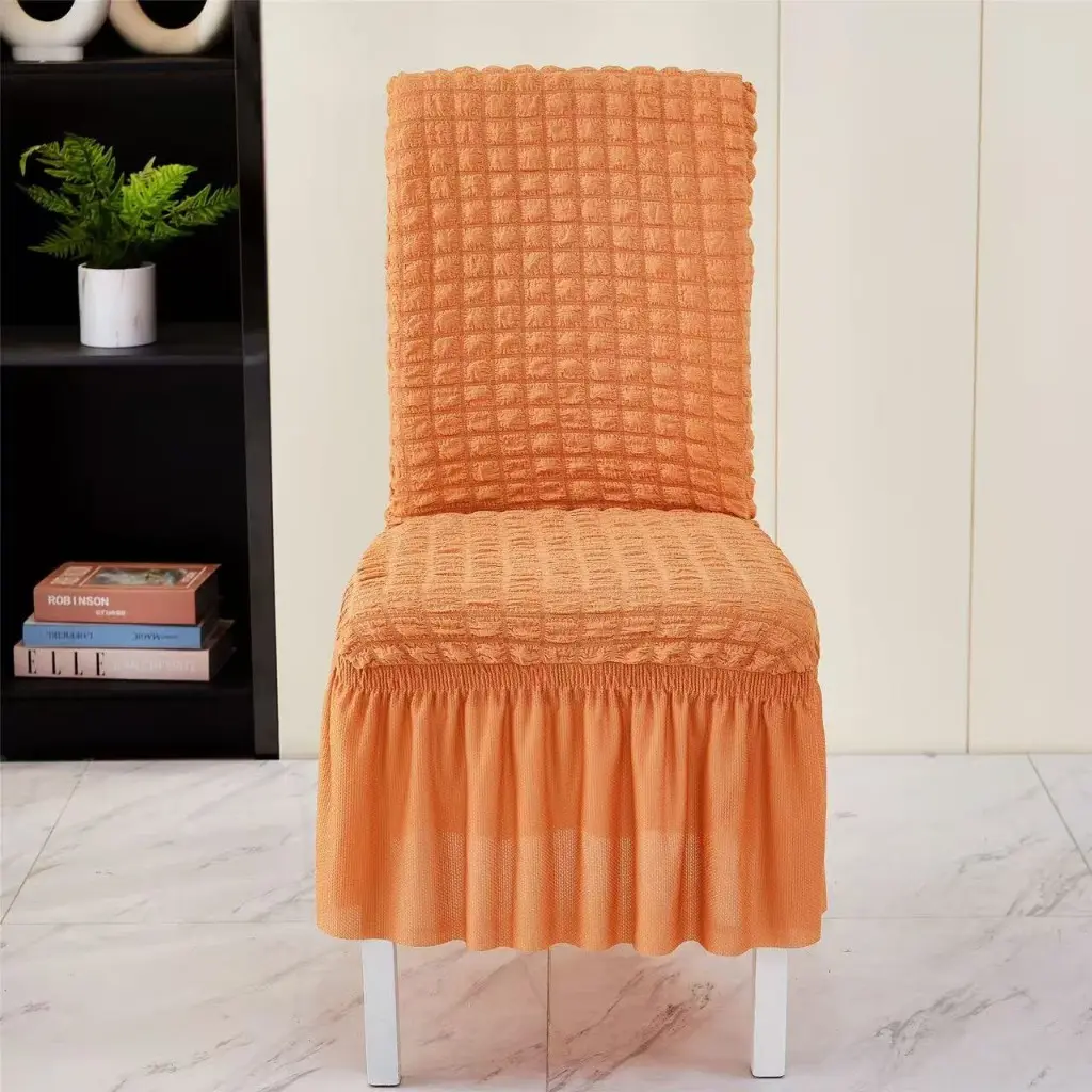 Dining Chair Seat Cover β Stretch Bubble Fabric with Ruffled Skirt - Image 3