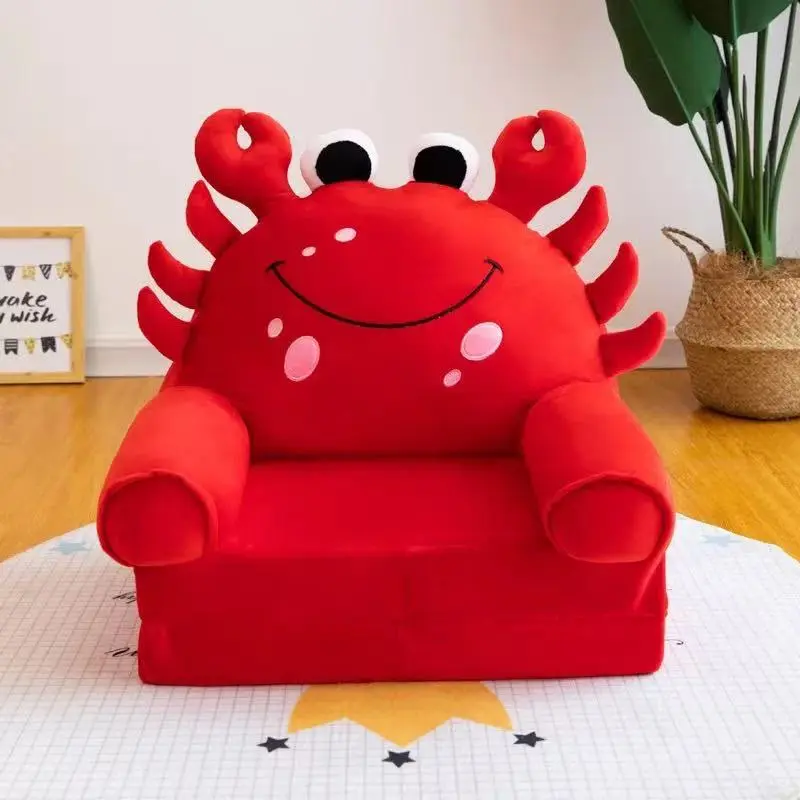 2-in-1 Plush Baby Sofa — Fold-Out Kids Armchair & Lounger