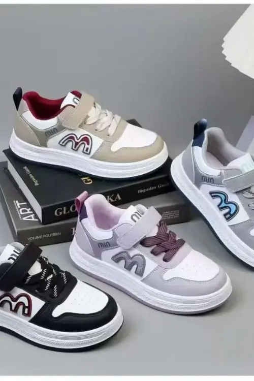 Kids M-Logo Velcro Strap Sneakers – Size 26-37