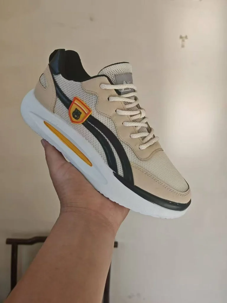 Men's chunky mesh casual sneakers — beige colourway, sizes 39–44