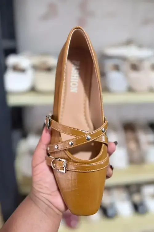 Women’s Criss-Cross Strap Studded Mary Jane Flat – Size 36-41