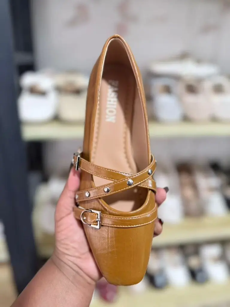 Women's Criss-Cross Strap Studded Mary Jane Flat Size 36-41