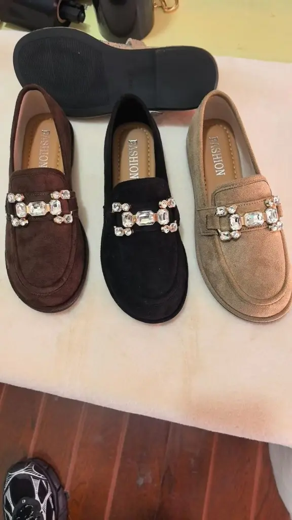 Women's Crystal-Embellished Platform Loafers Size 36-41