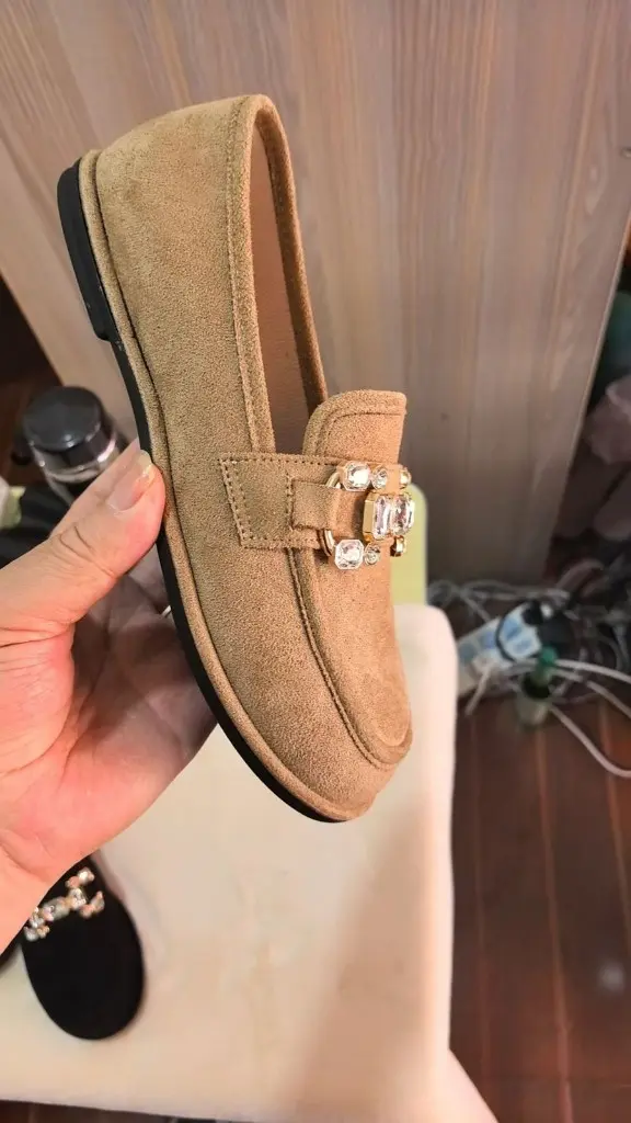 Women's Crystal-Embellished Platform Loafers Size 36-41
