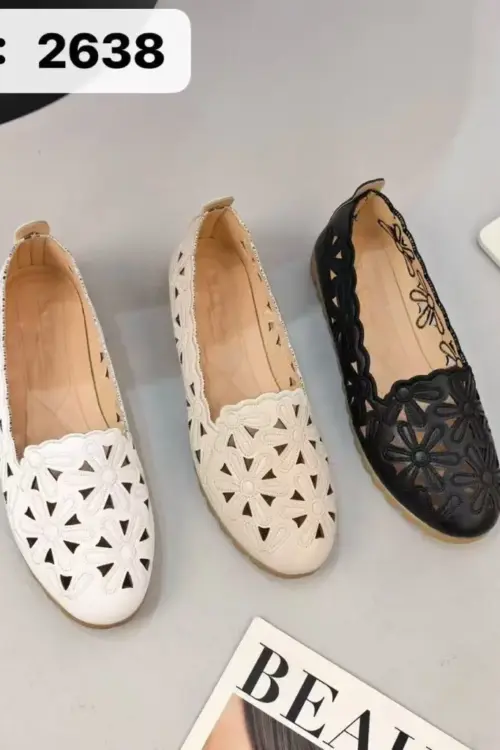 Women’s Laser-Cut Hollow-Out Flat Loafers – Size 36-41