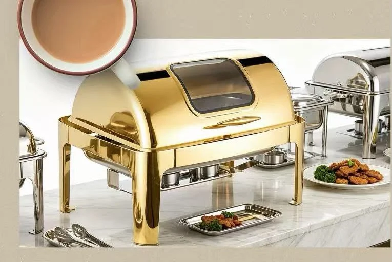 Commercial Gold Roll Top Chafing Dish 9L