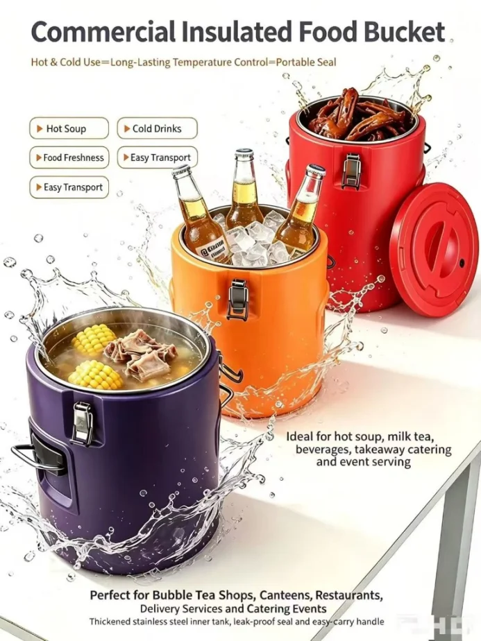 Commercial 4-Piece Set Insulated Food Bucket Set 18L 38L 58L 88L