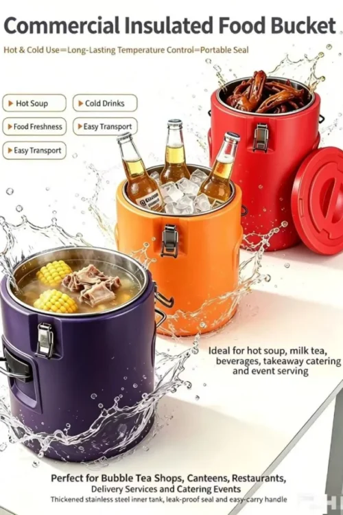 Commercial 5-Piece Set Big Insulated Food Bucket Set 8L 28L 48L 68L 100L