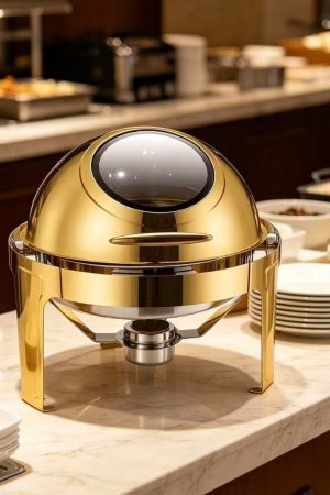 Gold Round Chafing Dish Glass Lid 6L