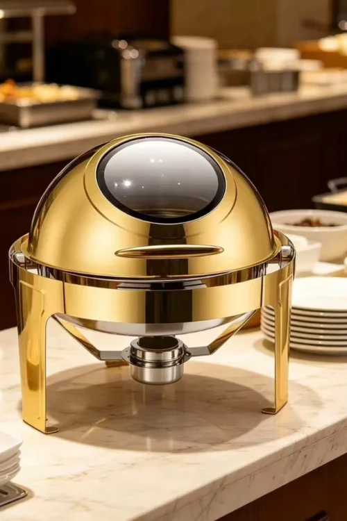 Gold Round Chafing Dish Glass Lid 6L