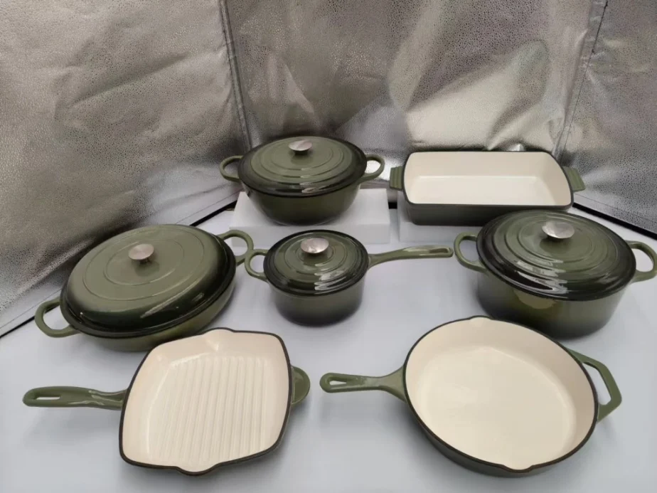 HeatLuxe Original Cast Iron 11-Piece Set — Olive Green