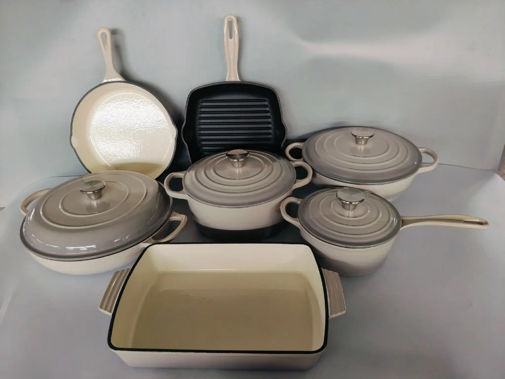 HeatLuxe Original Cast Iron 11-Piece Set — Ivory Grey