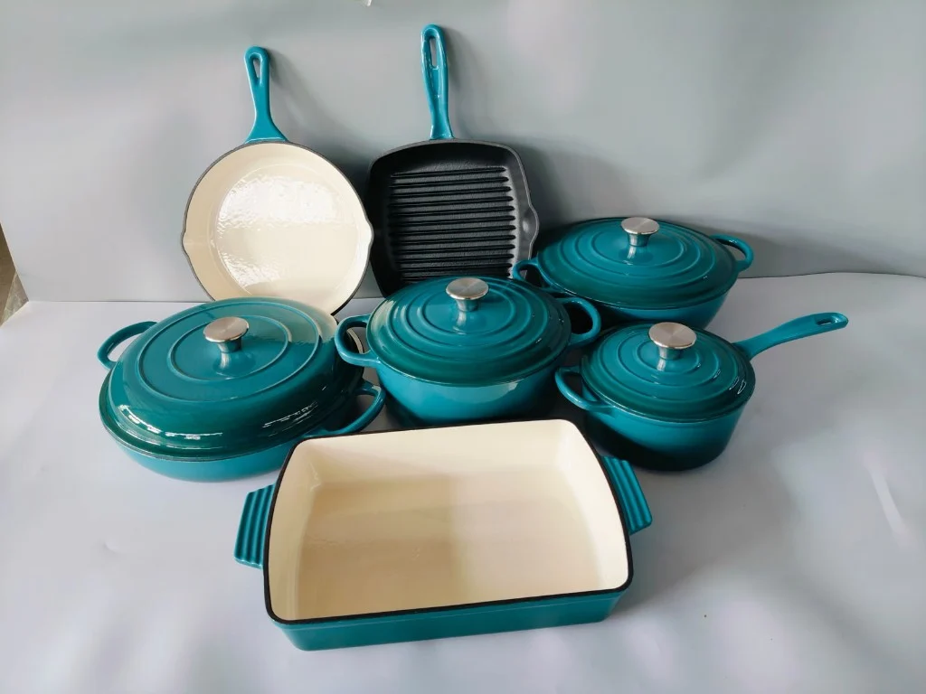 HeatLuxe Original Cast Iron 11-Piece Set — Teal Blue alternate