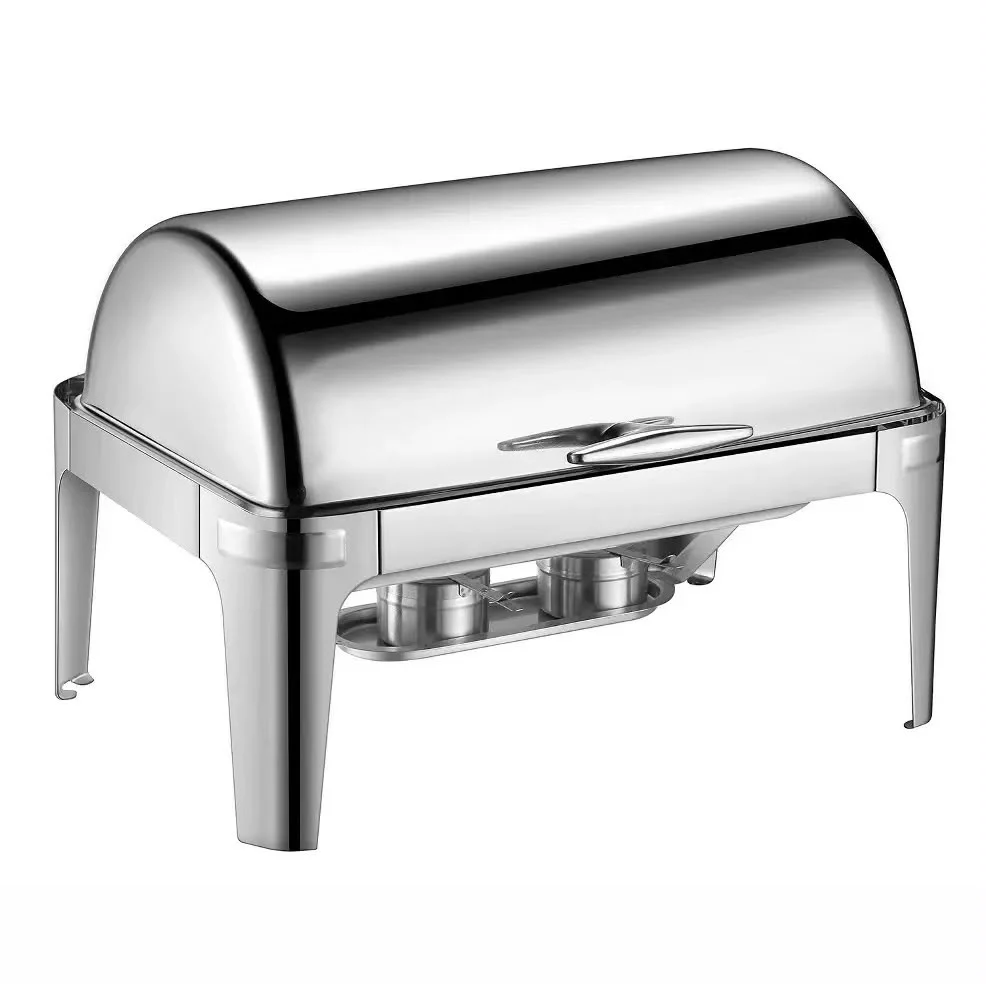 Roll Top Chafing Dish Silver Gold Silver