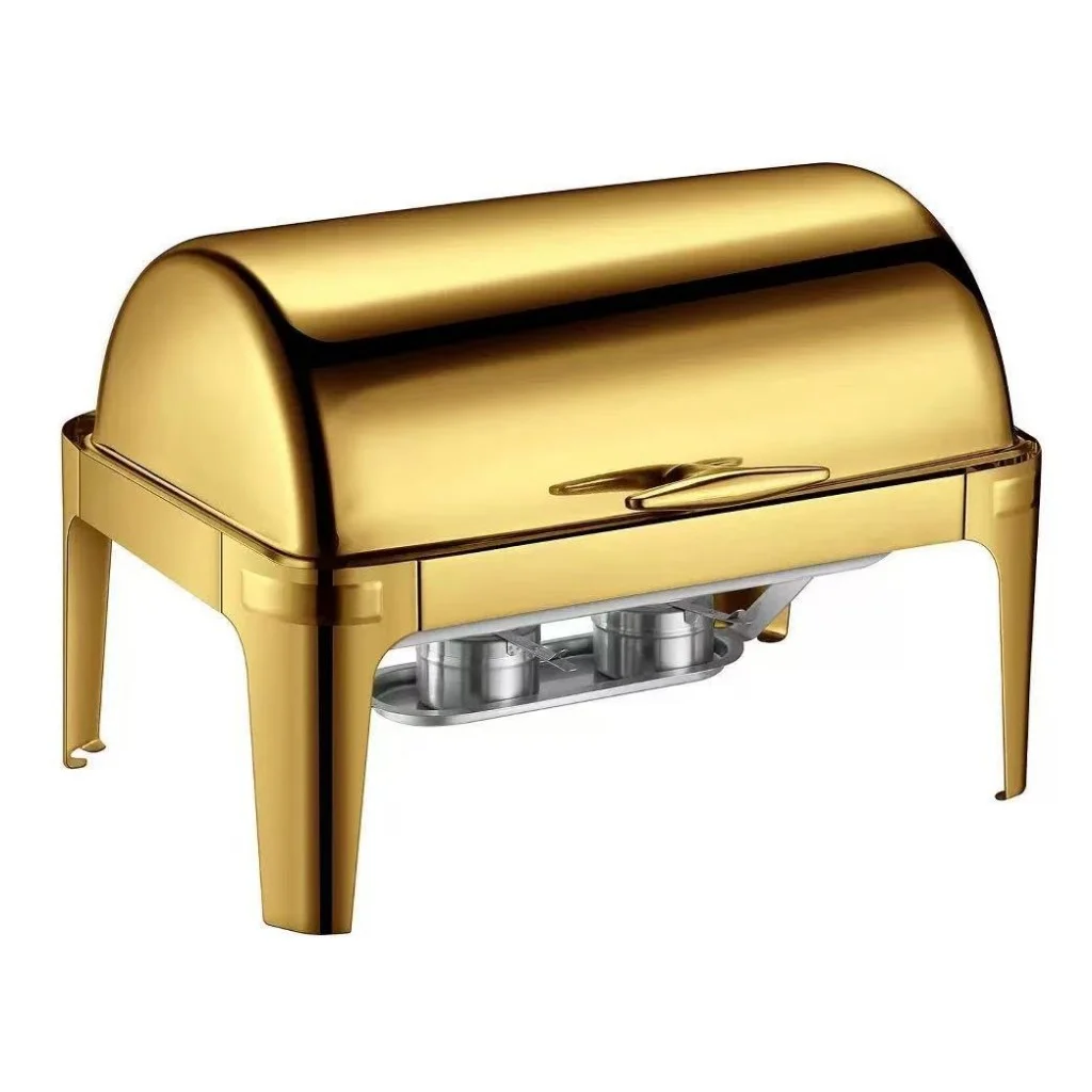 Roll Top Chafing Dish Silver Gold Gold