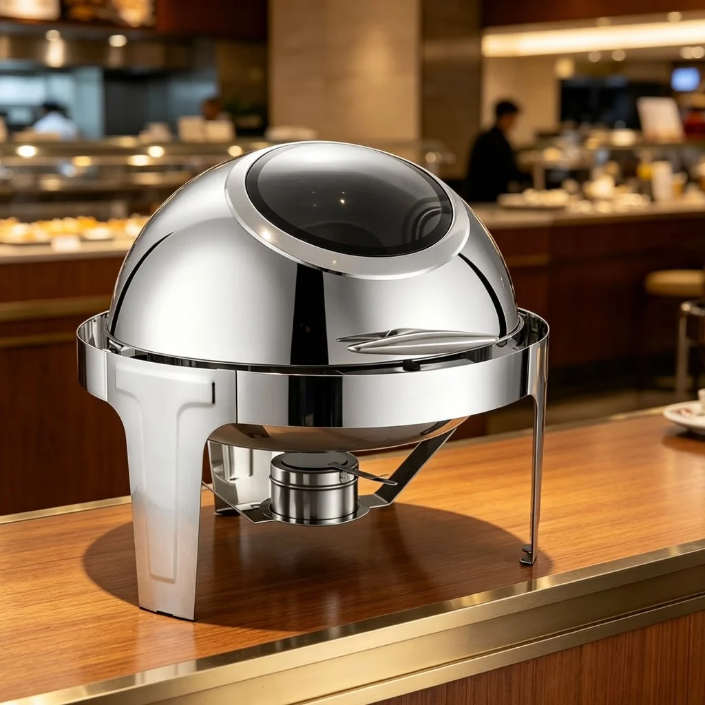 Stainless Round Chafing Dish Glass Lid 6L