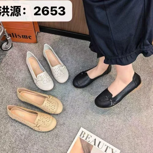 Women’s Laser Cut Floral Bow Flat Loafers 2653