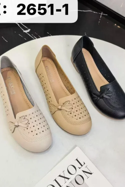 Women’s Laser Cut Heart Bow Flat Loafers 2651 1