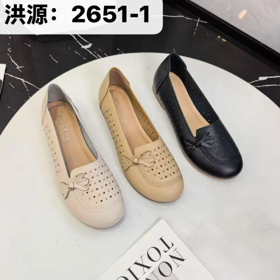 Women’s Laser Cut Heart Bow Flat Loafers 2651 1