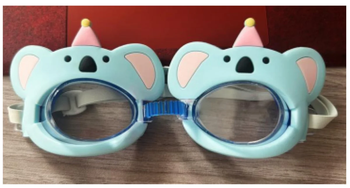Kids animal koala swim goggles Age 3+ PS lenses PVS eye sleeves rubber headband F025