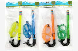 Kids diving mask and snorkel set Age 5+ SKU 1283-L mixed 4 colors yellow blue orange green wholesale carton