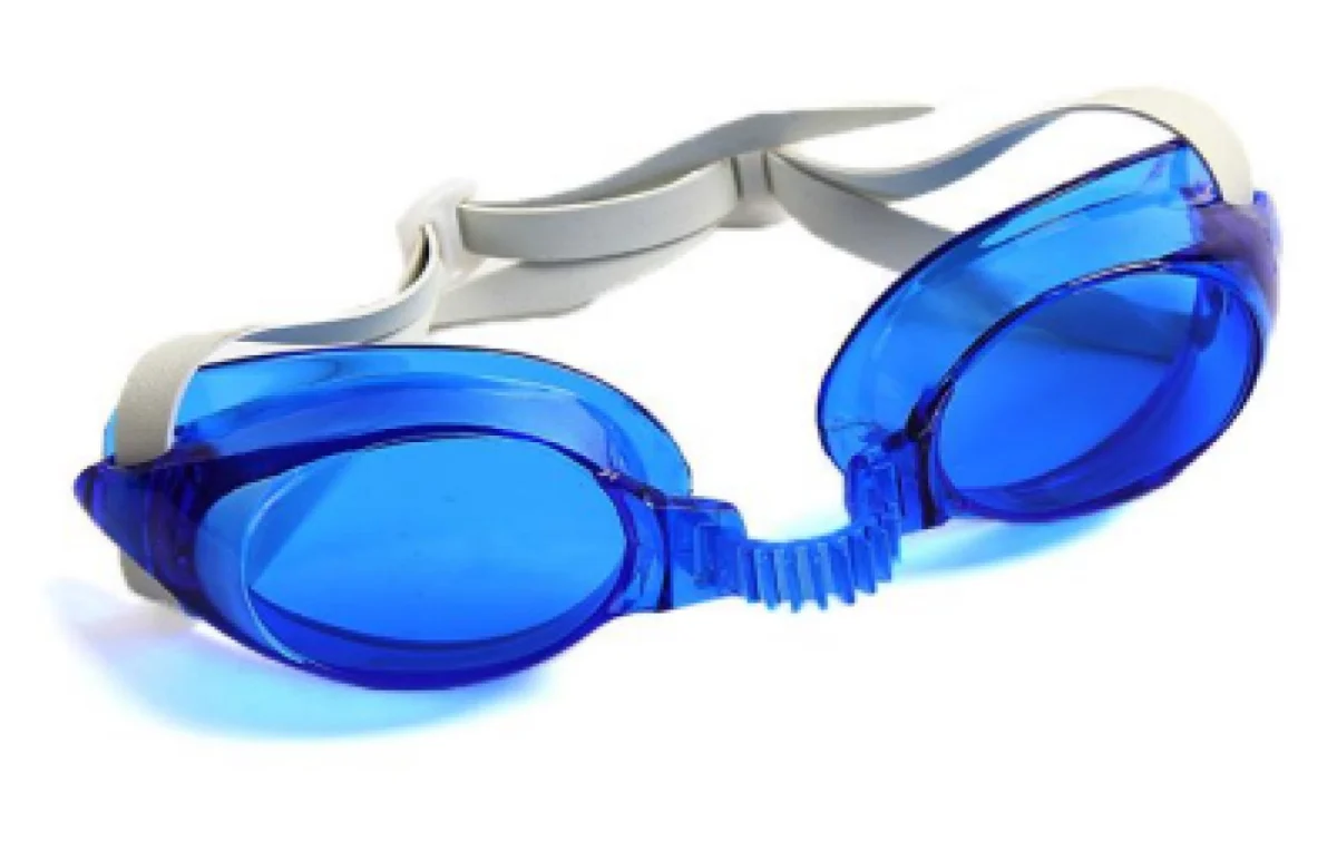 Kids swimming goggles Age 3+ PS lenses rubber headband — Code 1002 blue sample