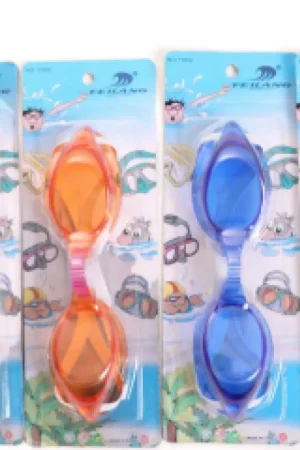 Kids swimming goggles Code 1002 mixed colours silver orange blue pink retail blister packs wholesale